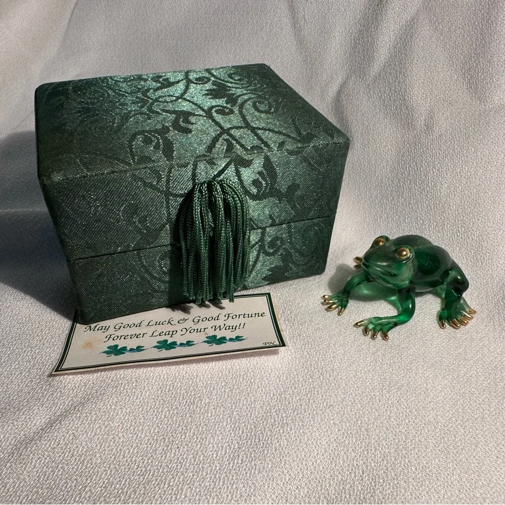Green Frog “Thank you” Figurine with Gift Box-About Face Designs